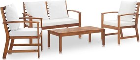 vidaXL Set mobilier de grădină cu perne, 4 piese, lemn masiv de acacia