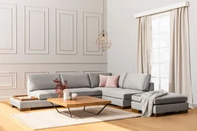 Coltar Tulip Corner Right With Pouf, Gri