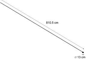 Sistem modern de iluminat pe șine negru monofazat 800 cm cu sursă de alimentare rotundă - Magnetic