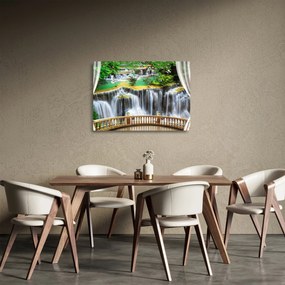 Tablou pe sticlă - Privire la cascade magice (70x50 cm)