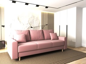 Canapea extensibilă dumonde cu ladă de depozitare si sezut confortabil din spuma high-density, Kronos Royal Roz 210x100 cm