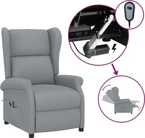 vidaXL Fotoliu rabatabil electric cu spătar aripi, gri deschis, textil
