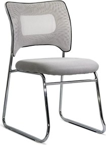 Scaun vizitator gri deschis HRC 613F mesh cadru cromat