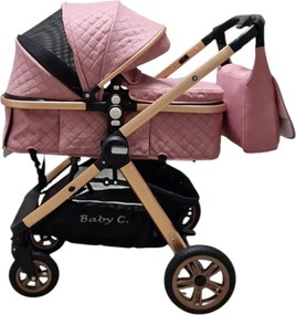 Carucior nou nascuti 2 in 1 Baby Care X2S, Maner reversibil, Cu geanta bebe, Amortizoare, Roti din cauciuc plin AVE, Spatar reglabil 3 trepte, Plasa