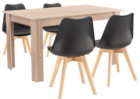 Set de masă Zara 4+1 negru-stejar Sonoma