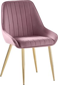 Scaun de dining, roz ţesătură Velvet/gold crom-auriu, PERLIA