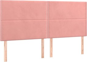 vidaXL Tăblie de pat roz 200x5x118/128 cm catifea