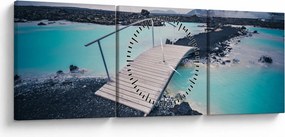 Tablou cu pod din lemn (cu ceas) (90x30 cm)