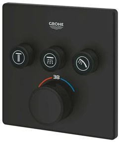 Baterie dus negru mat Grohe Grohtherm SmartControl termostatica patrata 3 iesiri