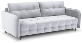 Canapea extensibila Scaleta cu 3 locuri, tapiterie din catifea si picioare din metal negru, argintiu