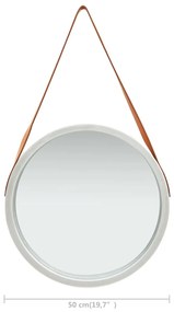 Oglinda de perete cu o curea, 50 cm, argintiu 1, Argintiu,    50 cm