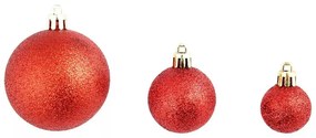 Set ornamente de brad, 112 piese-rosu