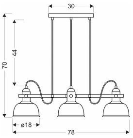 Lustră neagră cu abajur din metal 18x78 cm Reno – Candellux Lighting