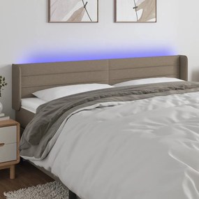 3123402 vidaXL Tăblie de pat cu LED, gri taupe, 203x16x78/88 cm, textil