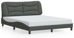 3207780 vidaXL Cadru de pat cu tăblie, gri închis, 160x200 cm, textil