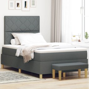 vidaXL Pat cu arcuri și bancă gri închis 120x190 cm țesătură