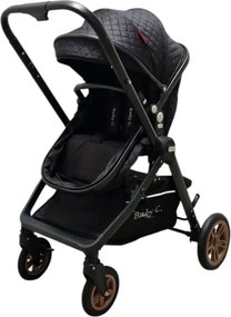 Carucior nou nascuti 2 in 1 Baby Care X2S, Maner reversibil, Cu geanta bebe, Amortizoare, Roti din cauciuc plin AVE, Spatar reglabil 3 trepte, Plasa