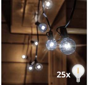 Lanț LED decorativ de exterior GHIRLANDĂ 25xE12 20m IP44 alb rece Brilagi