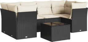 vidaXL Set canapele de grădină cu perne, 7 piese, negru, poliratan