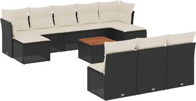 vidaXL Set canapele de grădină cu perne, 11 piese, negru, poliratan