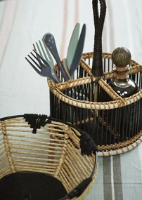 Suport pentru tacâmuri din bambus, 4 compartimente, D19×H17 cm, „Bamboo Cutlery Holder"