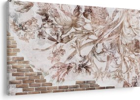 Tablou - Frescă florală pe un perete de cărămidă (90x60 cm)