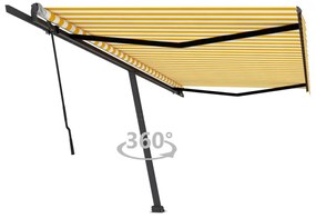 vidaXL Copertină autonomă retractabilă manual, galben/alb, 500x300 cm