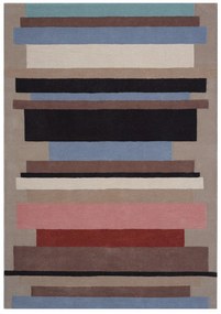 Covor Lines Bedora, 120x170 cm, 100% lana, multicolor, finisat manual
