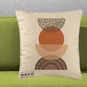 Perna Decorativa Boho Stiva Forme Punctate Terracotta, 40x40 cm, Bej, Husa Detasabila, Perna Inclusa, BEKZ®