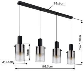 Lustră pe cablu Globo 15907-4H FLORENTINA 4xE27/40W/230V