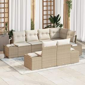 vidaXL Set de canapele pentru grădină 7 pcs bej și crem Rattan poli