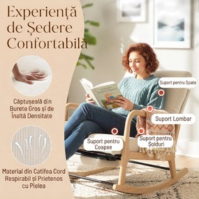 HOMCOM Balansoar din Catifea Fină cu Suport Picioare, Spătar Reclinabil, Stil Scandinav, Crem | Aosom Romania