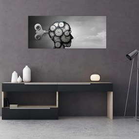 Tablou artistic cu cu cap și ceas (120x50 cm)