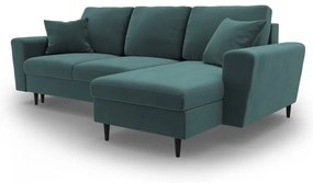 Colțar petrol extensibil, cu spațiu de depozitare cu tapițerie din catifea Kyoto – Cosmopolitan Design