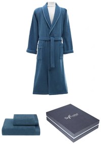 Halat pentru bărbați LORD + prosop + prosop de corp + cutie cadou S Albastru / Blue