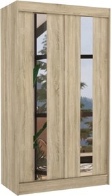 Dulap cu usi glisante si oglinda 120x215 cm, Balton, ADRK Furniture (Culoare: Alb)