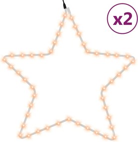 vidaXL Figurină stea de Crăciun 48 LED-uri, 2 buc., alb cald, 56 cm