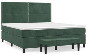 3137800 vidaXL Pat box spring cu saltea, verde închis, 180x200 cm, catifea