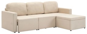 Canapea extensibila modulara cu 3 locuri, crem, material textil Crem