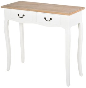 HOMCOM Masă Consolă Masă pentru Intrare Scaun de Săpun 2 sertare dim. 87L x 34l x 78H cm MDF Lemn Masiv Pin Deschis Alb | Aosom Romania