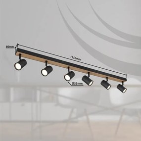 Spot Globo 57911-6DBW ROBBY 6xGU10/35W/230V negru/maro