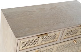 Pantofar din lemn de paulownia, natur, cu 4 sertare și panouri din ratan împletit, finisaj natural, 120 x 70 x 32 cm, „Sully”