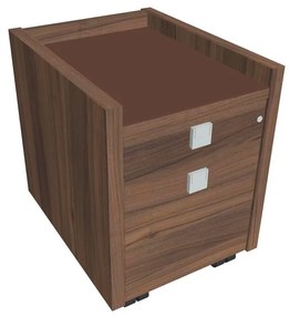 Comodă mobilă Verno 47 x 60 cm cu sticlă, 2 sertare, nuc / maro