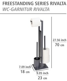 Suport pentru perie WC și hârtie igienică Wenko Rivalta, gri