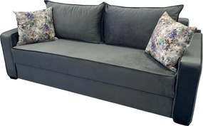 Canapea LARISA extensibila, 3 locuri, cu lada de depozitare, catifea gri , 220x95x85 Gri, Catifea