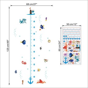 Autocolant de perete "Metru pentru copii - În căutarea lui Nemo" 125x68 cm