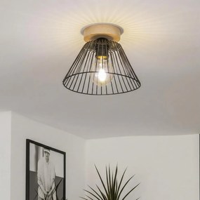 Brilagi - Plafonieră LED aplicată CERIA WIRE, 1xE27/40W/230V, Ø 30 cm, negru/stejar