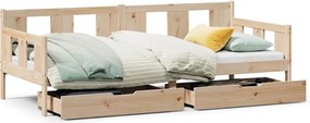 vidaXL Pat de zi cu sertare, 90x200 cm, lemn masiv pin