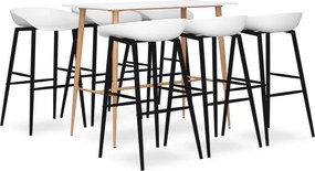 vidaXL Set mobilier de bar, 7 piese, alb