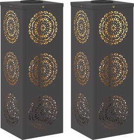 vidaXL Lumină LED Solară pentru Alei 2 pcs Negru Oțel laminat la rece